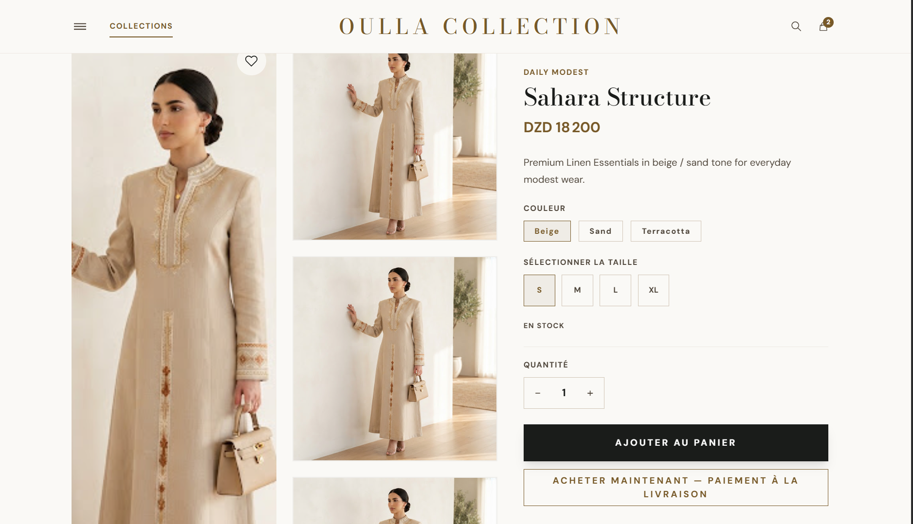 Oulla Collection Product Detail Page
